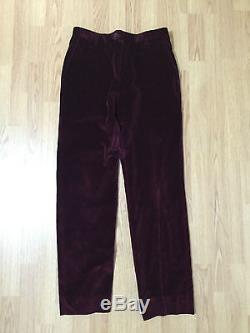 PAUL SMITH LONDON Burgundy Red Velvet Suit Size 38 S M Black Blazer Trousers