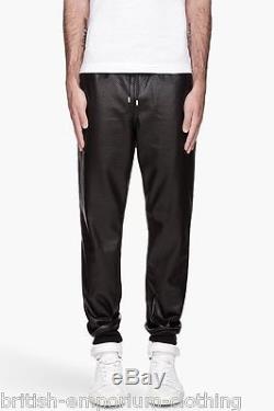 PIERRE BALMAIN Black Perforated Faux Leather Joggers Trousers BNWT IT46 UK30-32