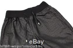 PIERRE BALMAIN Black Perforated Faux Leather Joggers Trousers BNWT IT46 UK30-32