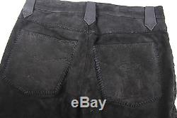 POLO Ralph Lauren Vintage Black Suede Leather Heavy Western Jeans Pants 33x30