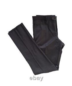 Pal Zileri Mens Black Wool Trousers Unfinished Cuffs Flat Front. W38 × L38