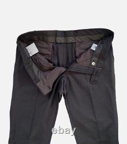 Pal Zileri Mens Black Wool Trousers Unfinished Cuffs Flat Front. W38 × L38