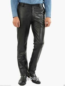 Pant Leather Jeans Style Men's Pants Men Motorbike Real Trousers Waist Black 34