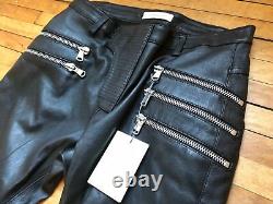 Pierre Balmain Black Lambskin Leather Multizippers Biker Pants Jeans 48 32 $2450