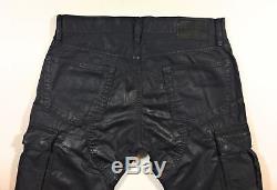 Polo Ralph Lauren Men Military Wax Coated Oilcloth Moto Biker Cargo Jeans Pants