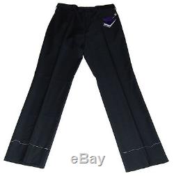 Polo Ralph Lauren Purple Label Mens Black Flat Dress Pants Wool Italy 34