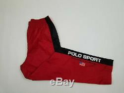 Polo Sport Track Pants Men's Medium M Vintage 90s Ralph Lauren Red Black Nylon