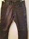 Pre-owned Diesel Mens Black Gold Leather Chocolate Brown Lambskin Pants Size 32