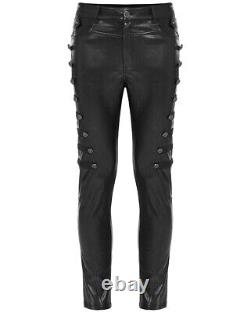 Punk Rave Black Parade Mens Faux Leather Military Pants