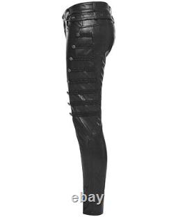 Punk Rave Black Parade Mens Faux Leather Military Pants