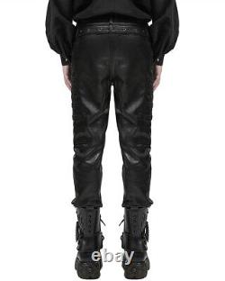 Punk Rave Black Parade Mens Faux Leather Military Pants