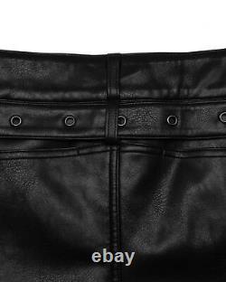 Punk Rave Black Parade Mens Faux Leather Military Pants