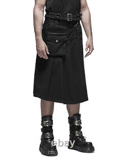 Punk Rave Mens Dieselpunk Utility Kilt Black Pleated Gothic Apocalyptic 2 Piece