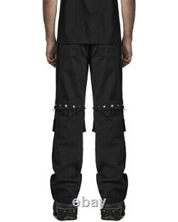 Punk Rave Mens Gothic Industrial Detachable Utility Pants Shorts Jeans Black