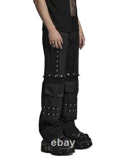 Punk Rave Mens Gothic Industrial Detachable Utility Pants Shorts Jeans Black
