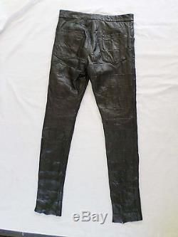 RAF SIMONS authentic black leather patchwork slim skinny pants 34 50