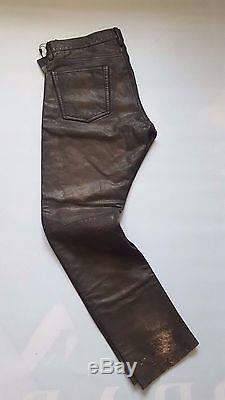 Ralph Lauren Black Label Distressed Black All Leather 5-pocket Pant Sz 34x30