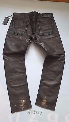 Ralph Lauren Black Label Distressed Black All Leather 5-pocket Pant Sz 34x30