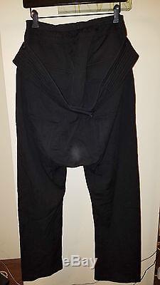 RICK OWENS 2011ss Elastic Waist Swinger Belted Wool Pants Black Size M