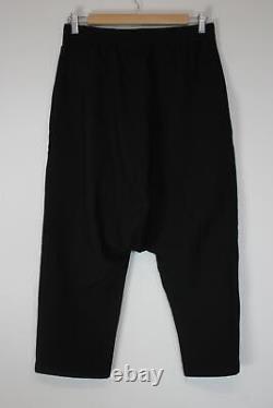 RICK OWENS Men's Black Wool Blend Drop Crotch Mastadon Trousers Size M NEW