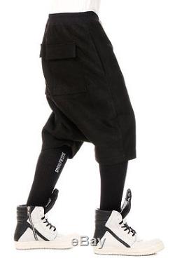 RICK OWENS New Man Black Drop Crotch BOXER PODS Casual Short Pants Trouser 48 IT