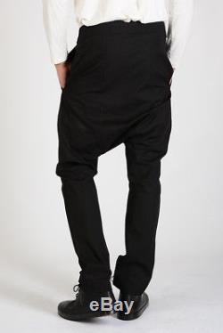 RICK OWENS New Man Black Stretch Cotton DRAWSTRING LONG Pants Trousers Sz 46 ita