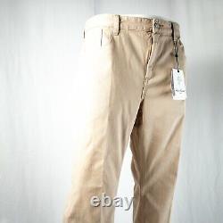 ROBERT GRAHAM New Beige Solid Cotton Men Flat Pants Size 36W X 33L