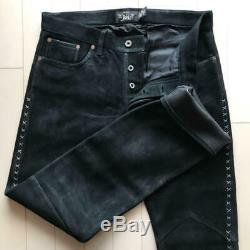 RRL side stitch cowboy leather pants Ralph Lauren 32/32 black 1800