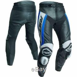 RST Tractech Evo R Leather Sports Motorcycle Motorbike Trousers Black / Blue