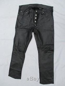 RUBIO LEATHER gay fetish party black slim straight leg jeans pants 36x29