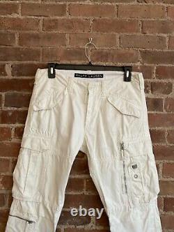 Ralph Lauren Black Label Mens Cargo Pants, Sz 33 X 32, White Ice Coated