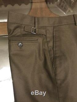 Ralph Lauren Black Label Pants Wool & Leather Sz 34 Flat Front Slim Fit Chestnut