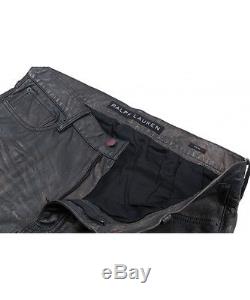 Ralph Lauren Black Label Slim Fit Distressed Leather Trousers