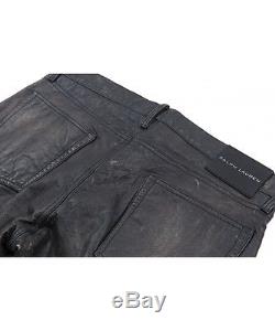 Ralph Lauren Black Label Slim Fit Distressed Leather Trousers
