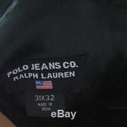 Ralph Lauren Black Leather Moto Pants Polo Jean Co 31 32 Stadium RRL Rugby