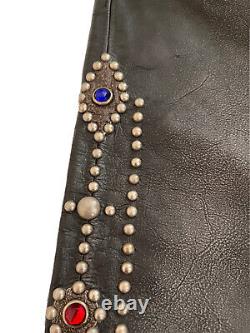 Ralph Lauren Mens 100% Leather Black Studded Trouser W30/L31 RRP £1140 New