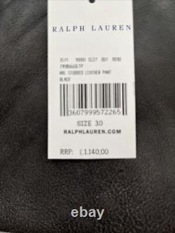 Ralph Lauren Mens 100% Leather Black Studded Trouser W30/L31 RRP £1140 New