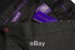 Ralph Lauren Purple Label Mens Flat Front Dress Cotton Pants Black Italy 30