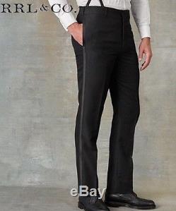 Ralph Lauren RRL Slim Fit Bryant Tuxedo Trousers Black 36 RRP £500