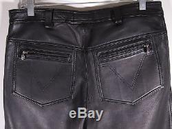 Rare Gianni Versace Men Black Leather Rockstar Pants Size 32