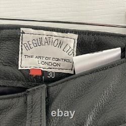 Regulation London Long Black Leather Trousers Size 30 Waist 32 Leg £445 RRP