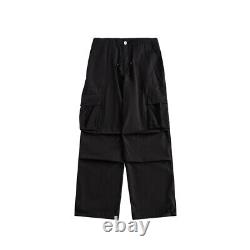 Retro Mens Loose Fit Cargo Pocket Straight Long Pants Baggy Trousers Casual Work