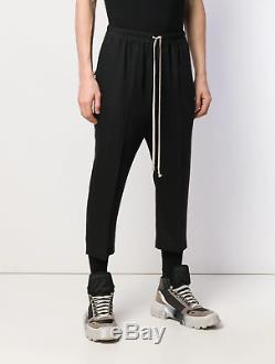 Rick Owens Fw19 Larry Drawstring Astaires Cropped Trousers Black Wool Pants New