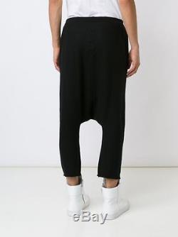 Rick Owens Mens Black Drop-crotch Cropped Cashmere Lounge Trousers M Medium New