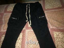 Rick Owens black/dark shadow cargo drawstring jogger pants (Size Small)