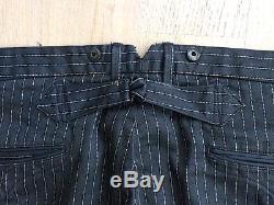 Rrl Striped Cotton Cinch Back Suspender Buttons Distressed Pants Nwt $390 38x32
