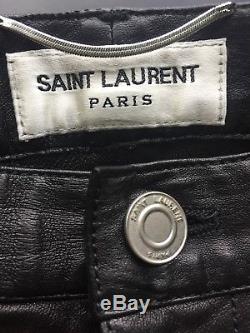 SAINT LAURENT Black Skinny-Fit Leather Pants Trousers