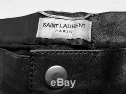 SAINT LAURENT PARIS A/W2014 BLACK LEATHER STUDDET PANTS WITH LACE byHEDI SLIMANE