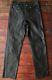 Schott Nyc Black Leather Straight Trousers Biker Motorcycle Pants Usa W32 L34