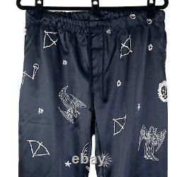 SIBERIA HILLS NEW Mens Satin Zodiac Pants L Black Pull On Streetwear NWD Flaw